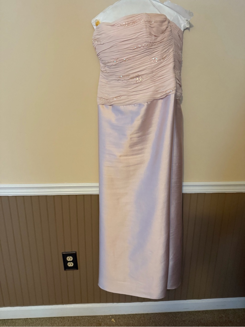 Rickie Freeman for Teri Jon Strapless Blush Pink Satin Gown